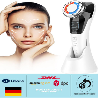 ANLAN 5 in 1 Gesichtsmassagegerät EMS Vibration Rote Blaue Lichttherapie