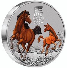 2026 Australia Lunar Year of the Horse 2 oz silver coin encapsulated