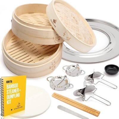 Steamer Basket- 10 Inch Bamboo with Steamer Ring
