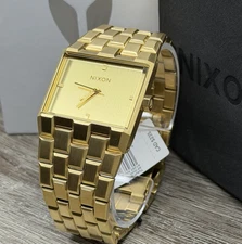 NEW✅ Nixon Ticket II Gold Steel Rectangle 34mm Men's Watch A1262-502-00 $200
