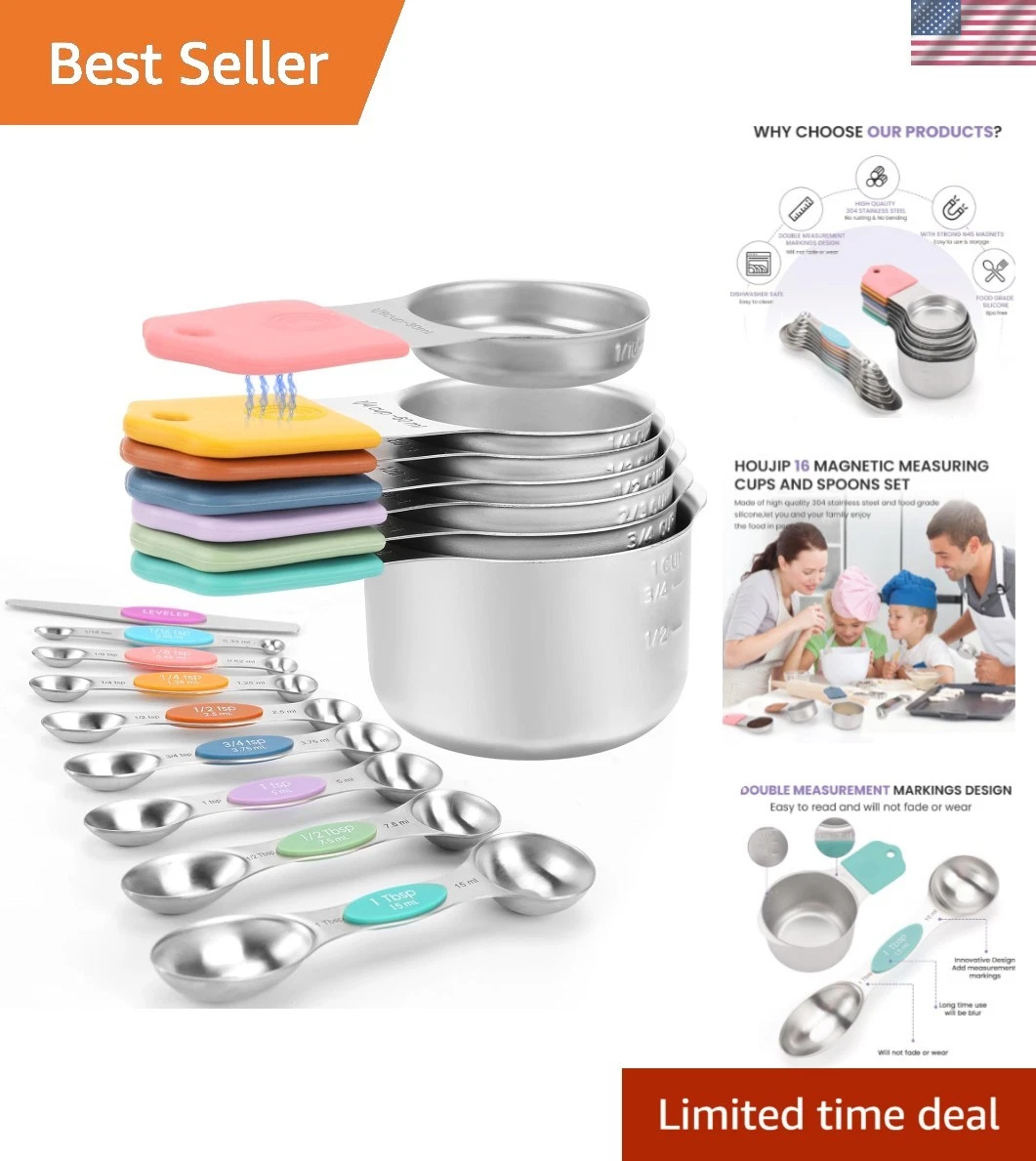 Magnetic Measuring Cups and Spoons Set-Heavy Duty 304 Stainless Steel，Double ...
Opens in a new wind