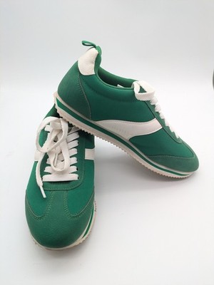Primark Damen Sneaker Gr 38 Grün Weiß Retro Style Freizeit Turnschuhe Schuhe