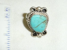STERLING SILVER TURQUOISE NOT  MARKED --WEIGHS 6  GRAMS & SIZE 6