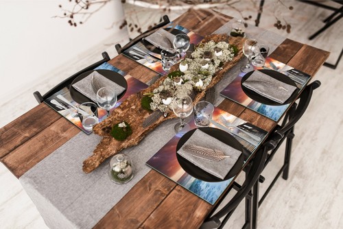 Placemats / Glass Cutting Boards Set of 4 Size 40x30cm /each Lighthouse Sea Wave - Picture 2 of 4