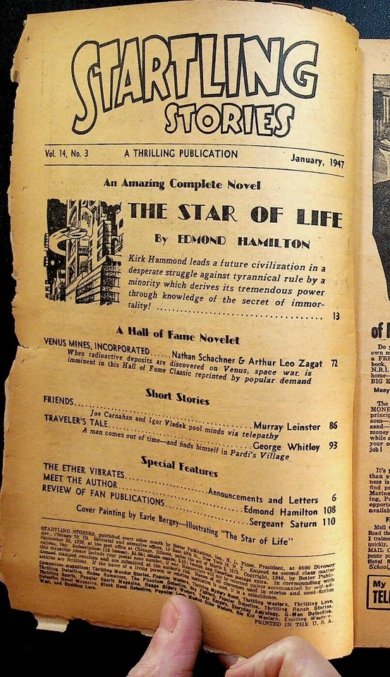 Startling Stories Pulp January 1947 Edmond Hamilton Murray Leinster Foto 2 de 2