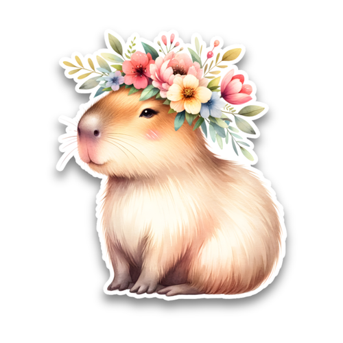 Capybara Animal Floral Flowers Vinyl Sticker Decal Car Window Scrapbook ...