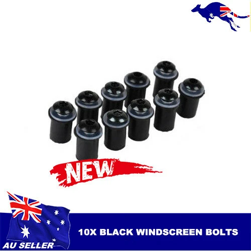 10x Black Windshield Screw Nut Windscreen Bolt Kit f/Yamaha YZF R1 R6 FZS 1000 - Picture 1 of 3