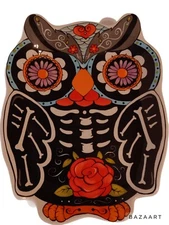 Day Of Dead Gothic Owl Halloween Black Coffee  Tea Cups Mugs &  Plates 2 Sets 