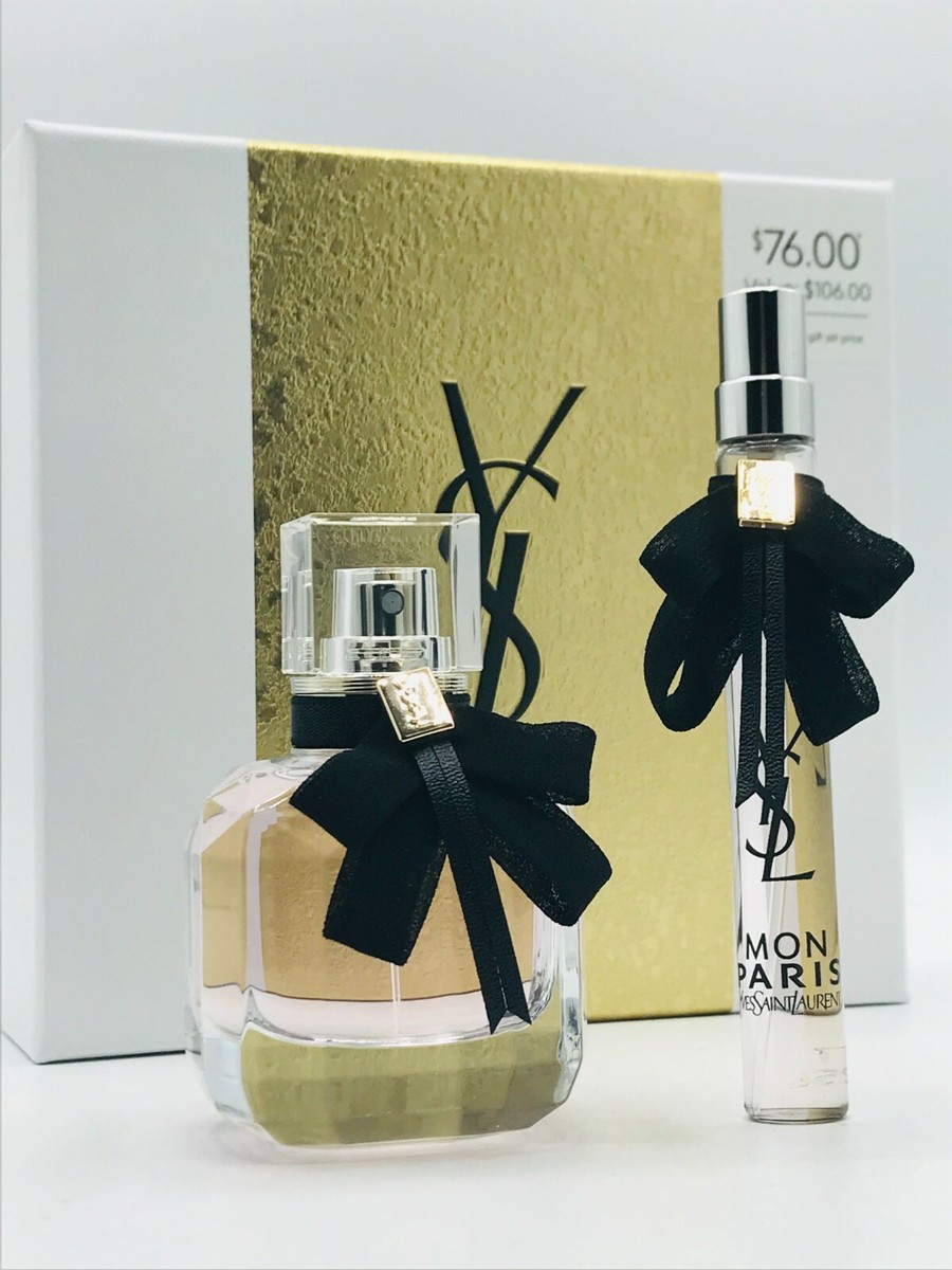 Mon Paris By Ysl 2pc Set Parfum Spray 1.0 OZ TRAVEL SPRAY .33 oz