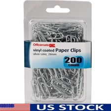 Standard 2 Vinyl Coated Paper Clips 200 Pack Heavy Duty Office Supplies New