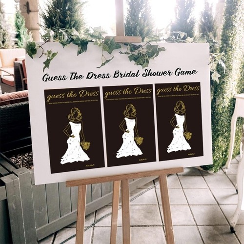 Luxurious Black Gold Card Set Bridal Shower Game Card With Writing Pencil 20PCS - Picture 4 of 8