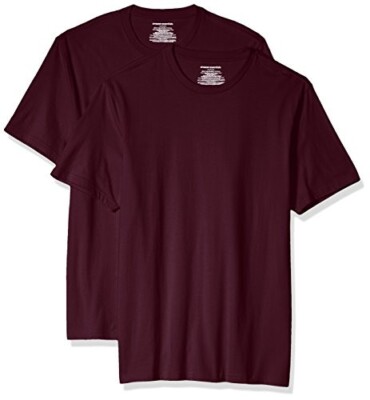 Amazon Essentials Men's Slim-Fit Short Sleeve T-Shirt 2-Pack Burgundy X-Small