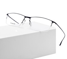 Men's Titanium Half Rim Reading Glasses Hi-vex UV  Blue Light Blocking Reader