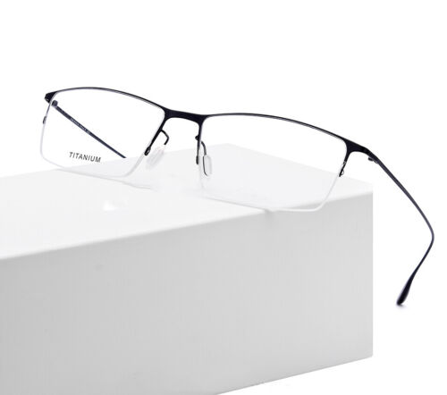 Men's Ultralight Titanium Half Rim Eyeglasses Frames Optical Eyewear Frame RX  - Picture 1 of 13