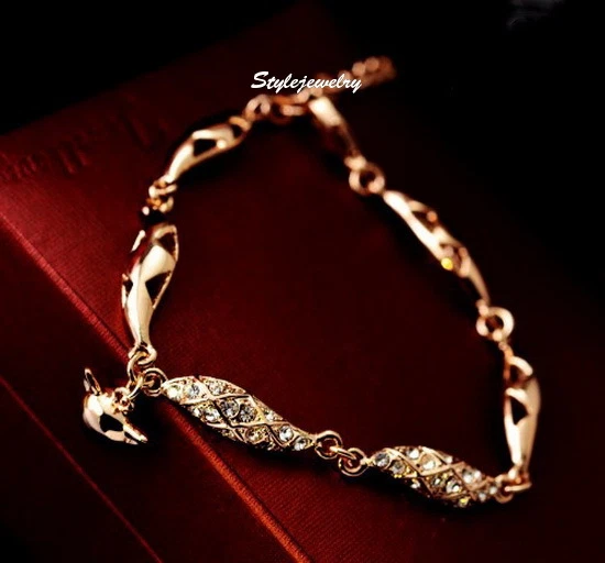 Rose Gold Filled Made with Swarovski Crystal Women Fashion Fox Bracelet T11 - Image 2 of 4