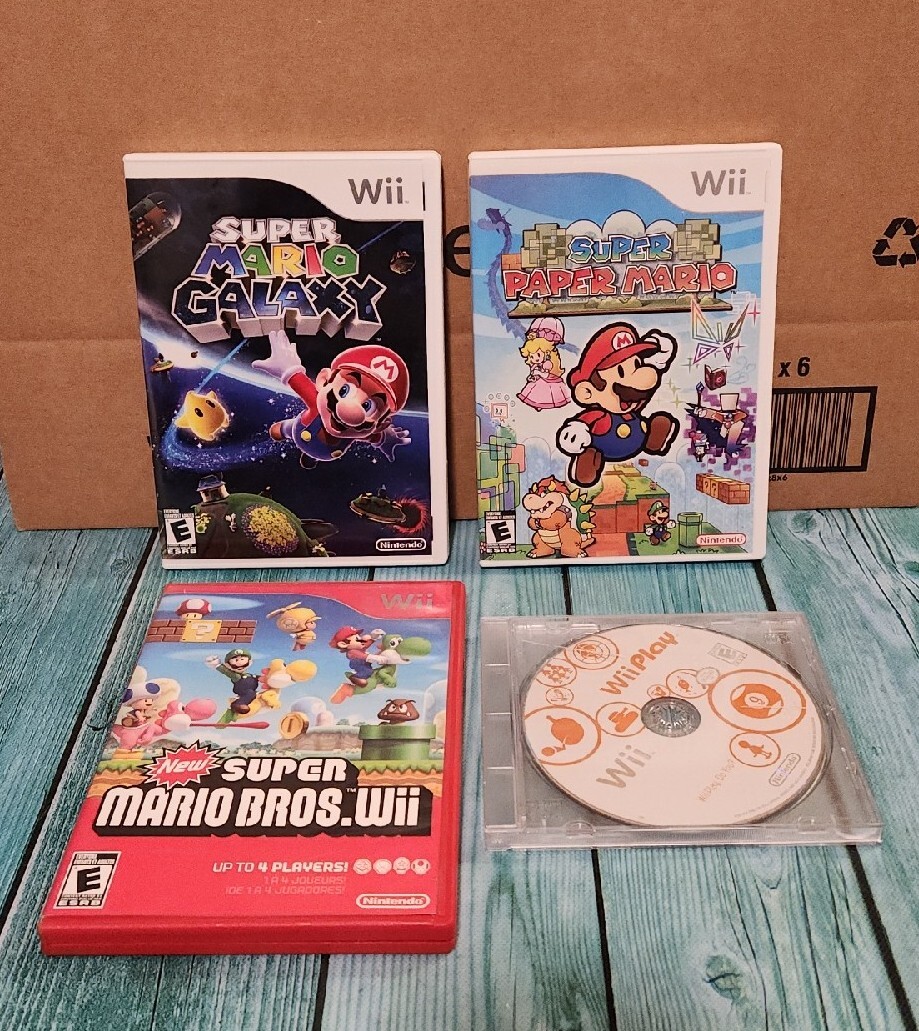 🔥Lot of 4 Nintendo Wii Games Super Mario Bros, Paper Mario, Mario Galax