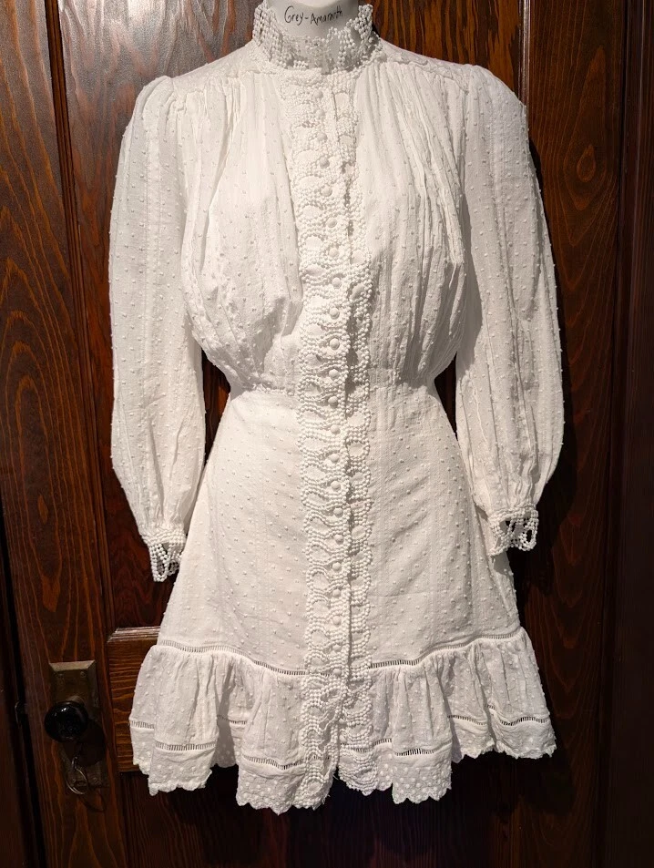 ELLIATT Raro Muestra "Azure" S Blanco Eduardiano/Pradera Encaje Blusa Vestido 3F Foto 2 de 4