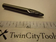 WIDIA Metal Removal M41383 Round Nose Tree, Carbide Bur, 1/4", Double Cut New