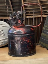 Vintage 1 QT JUSTRITE MFG CO. Chicago Metal Safety Can FM ~Used In Printing Shop