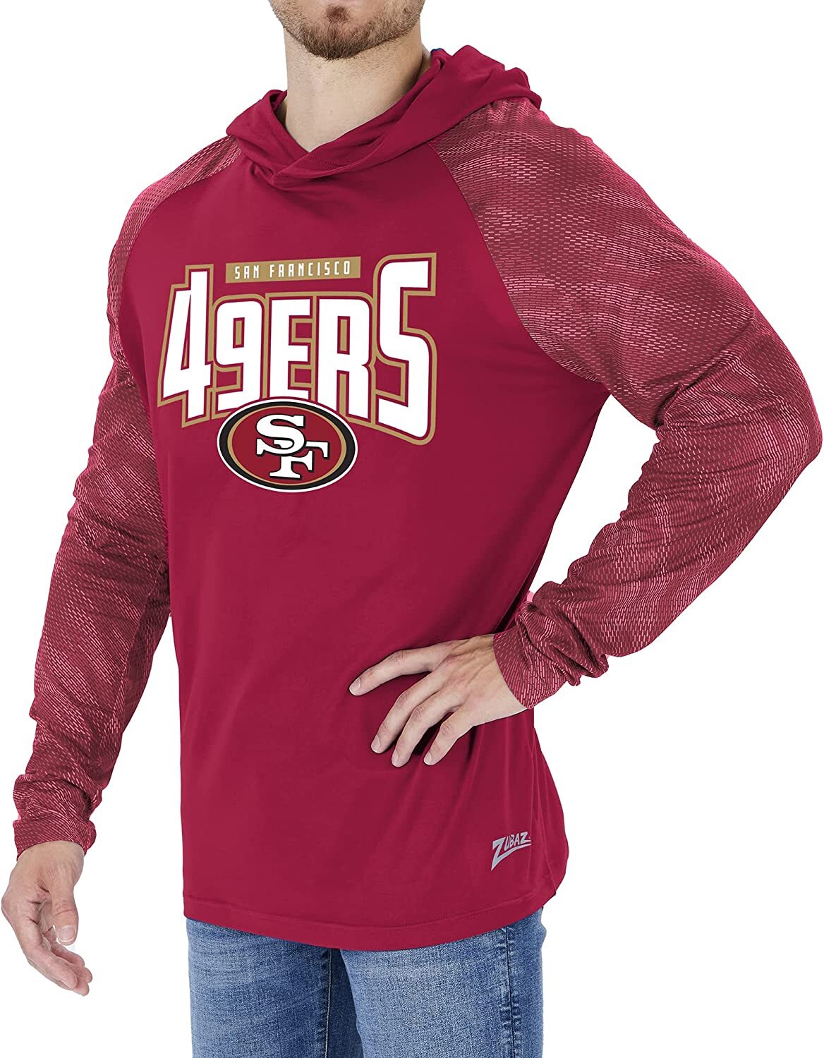 Толстовка с капюшоном цвета мужской команды NFL Zubaz San Francisco 49ers с рукавами Viper в тон