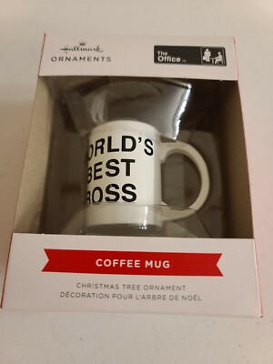 2021 Hallmark Ornament THE OFFICE Worlds Best Boss Coffee Mug Dunder Mifflin Inc