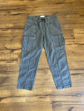 Anthropologie Angela Cropped Pants Gray 28 Drawstring Cargo Straight