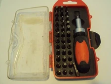 stubby screw driver set 38 heads with ratchet driver and small case