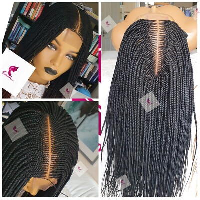 Cornrow Flechtperücke für schwarze Damen in Kleberlos VERSCHLUSS Kim K Schwarz 30 Zoll  
