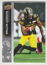 2022 Upper Deck CFL  Bralon Addison Card #191 Hamilton Tiger-Cats Oregon