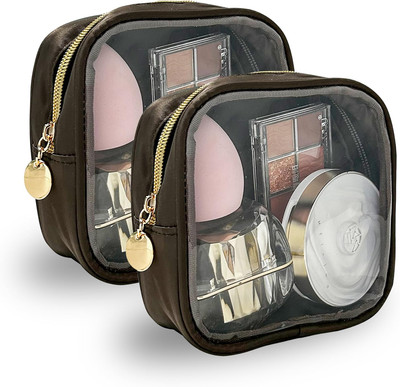   2PCS MANY COLOR OPTIOHS Clear Cosmetic Pouch Travel  5X5X2 Transparent Zipper