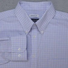 Jos A Bank Button Down Shirt Mens 16 1/2 - 36/37 Traditional Blue Pink Plaid