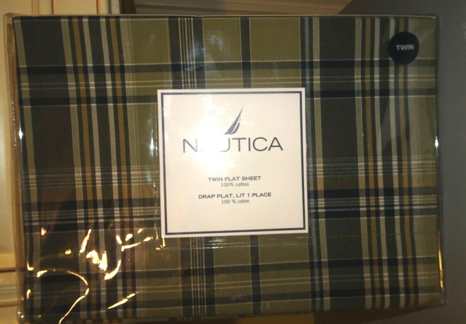NAUTICA TWIN FLAT SHEET COMPASS PLAID 