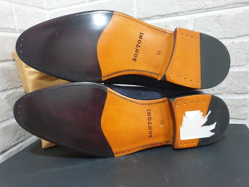 Authentic New Men's Bontoni Blue Suede Double Monk Strap Shoes,EU41/US8 - Picture 13 of 15