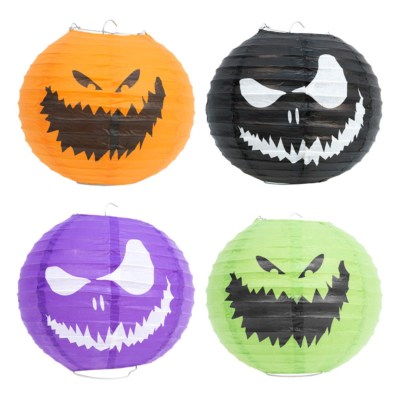 2 Stück Halloween Hängedeko 20 cm gruseliges Kürbisgesicht Papierlaterne Deko