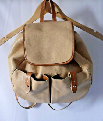 Francesco Biasia Backpack Beige Leather Bucket Style | eBay