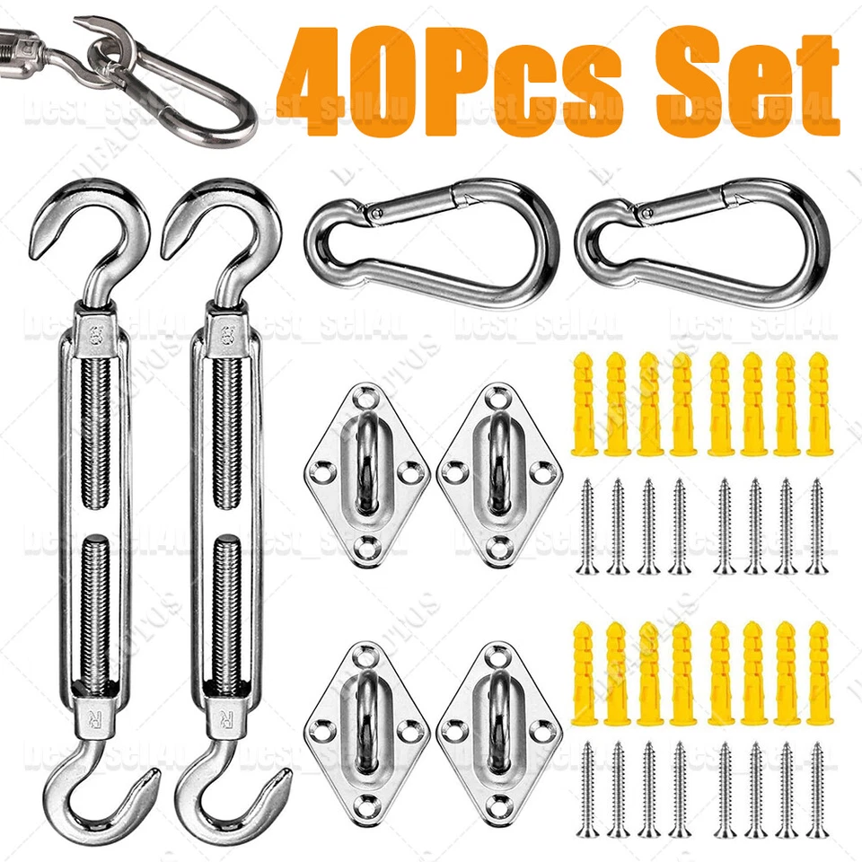 Stainless Fixing Fitting Kit Sun Shade Sail Garden Patio Sunscreen Awning Canopy - Image 4 of 4
