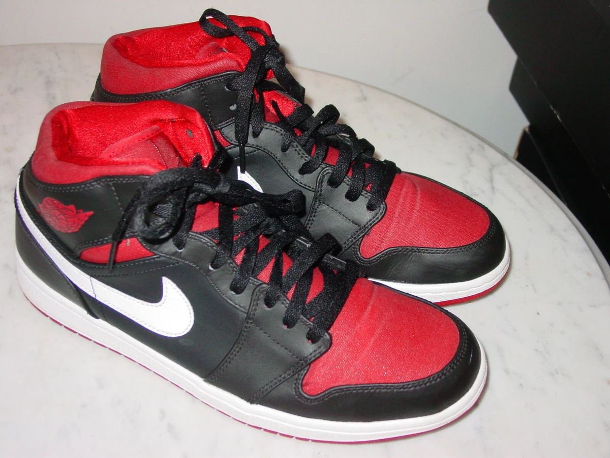 2014 Nike Air Jordan Retro 1 Black/Gym Red/White Mid Basketball Shoes! Size  11.5