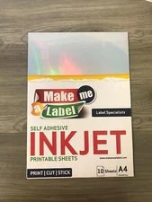 10 A4 Premium HOLOGRAPHIC Self Adhesive INKJET Printable PP Film Sticker Sheets