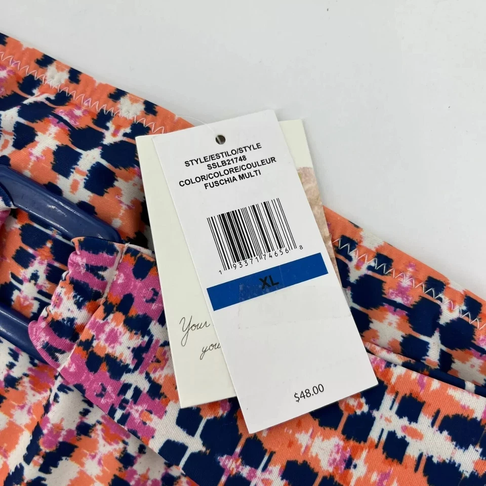 Parte inferior de bikini Jessica Simpson para mujer XL fucsia multicolor cintura alta nueva con etiquetas Foto 4 de 4