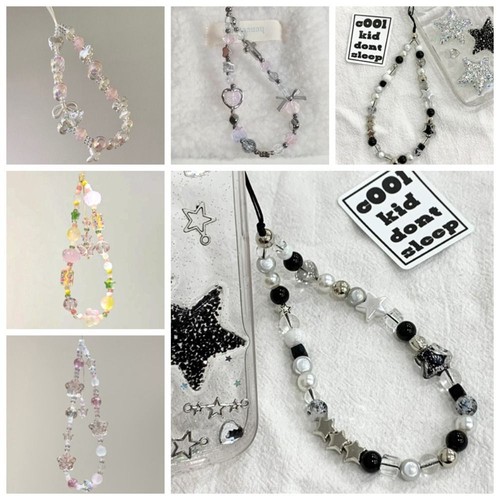Phone Charm Phone Wrist Strap Star Beads Cellphone Lanyard Phone Case - 第 1/18 張圖片