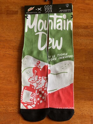 ODD SOX Mountain Dew Crew Socks size 6-13 New
