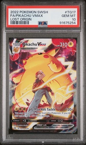 2022 POKEMON SWORD & SHIELD LOST ORIGIN #TG17 FA/PIKACHU VMAX LOST ORIGIN PSA 10