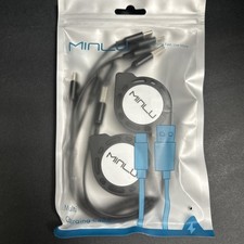 Multi Charging Cable 2Pack 4Ft 3 in 1 Retractable Fast Charger Cable Multi