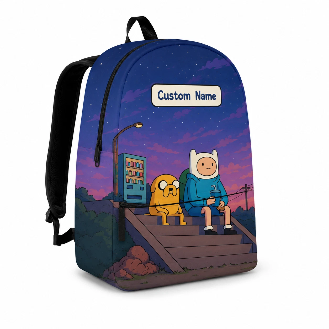 Personalized Kids Cartoon Backpack – Custom Name School Bag – Cute Adventure Gif