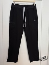 Figs Scrub Pants Yola Yoga Womens Sz M/P Black Medical Nurse PO3748