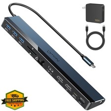 USB C Docking Station Dual Monitor 12-in-1 100W PD 4K HDMI