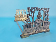 Antique VICTORIAN BRASS Library Study Desk Sliding Book Rack Expandable BOOKENDS