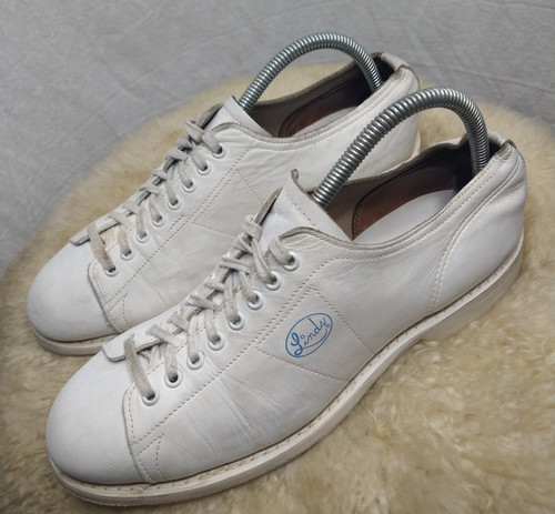 VINTAGE LINDS WOMEN'S BOWLING SHOE RIGHT HAND LEATHER SIZE 6 D WHITE- GOOD COND.
