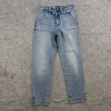 KUT Women's Jeans Size 0 Light Wash Blue High Rise Cargo Ankle Stretch