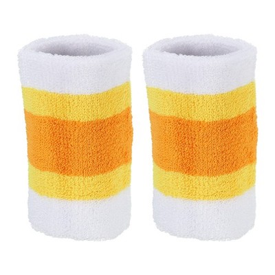 2Pcs 8x10cm Sport Wristbands Cotton Athletic Sweatband White Yellow Orange